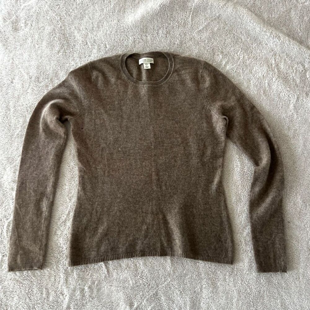 Adrienne Vittadini 100% Cashmere Crewneck Sweater Taupe Brown Size L